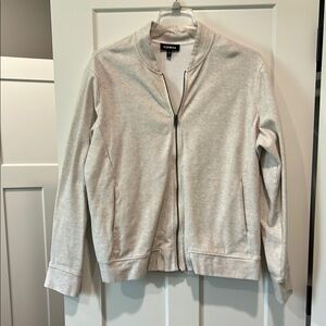 Express Heather Cream Zip-Up Bomber Jacket